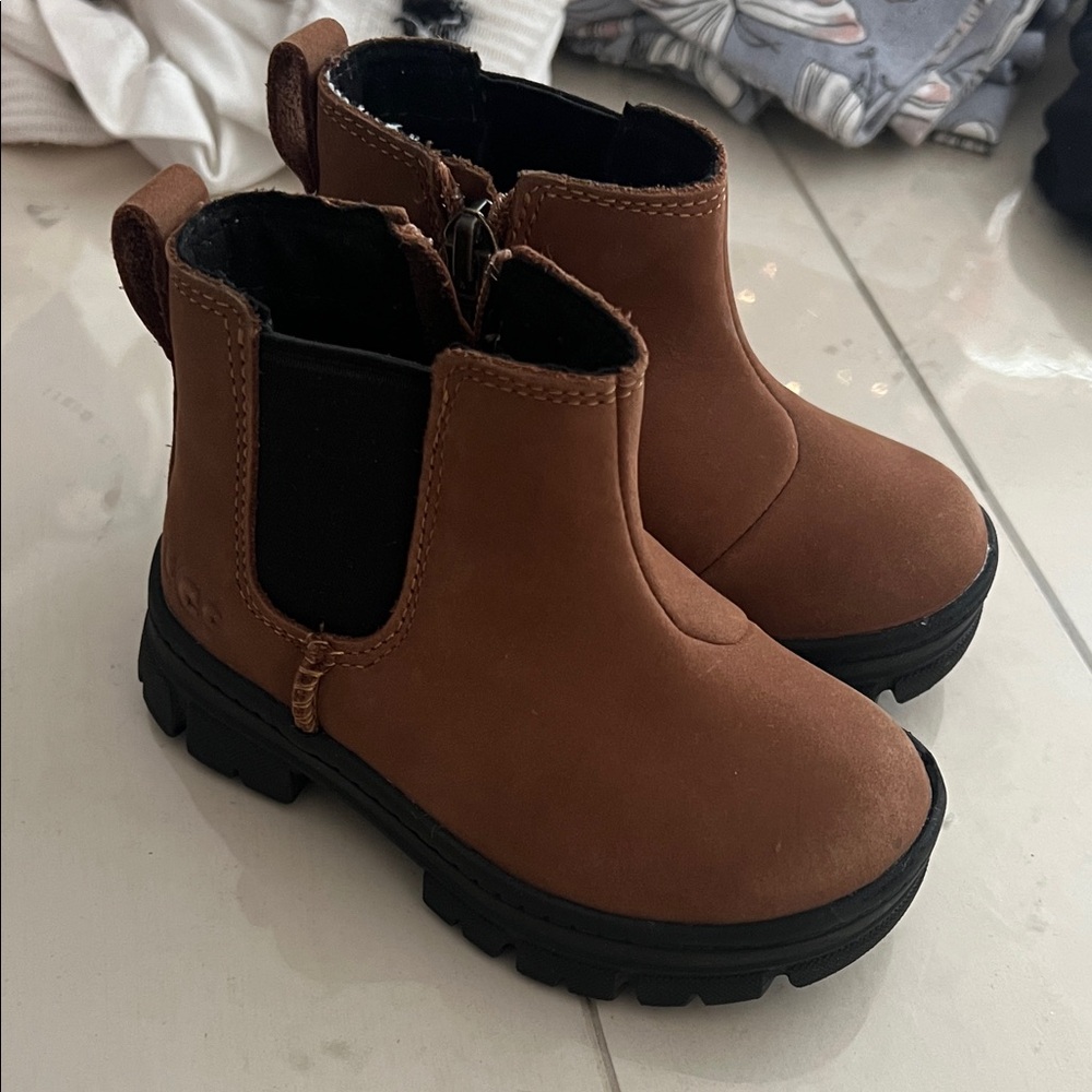 UGG Tan Kids Boots with Black Soles